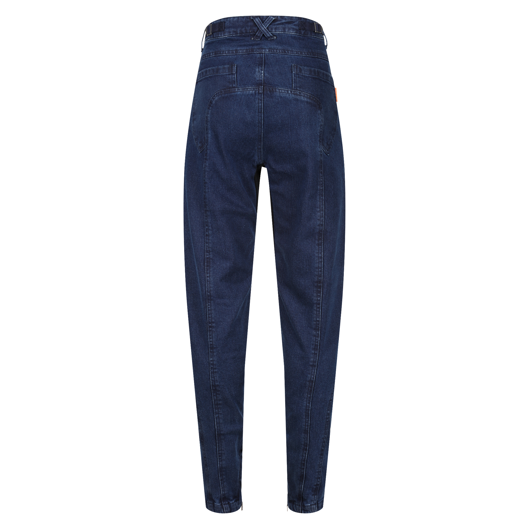 the back of blue womens motorcycle jeans from MotoGirl