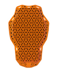 Orange protective back pad with geometric pattern on a white background