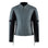 grey and black motorcycle leather jacket for women with front zipper