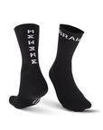 black  socks  with "break" and "gear" from pando moto