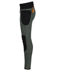 Side photo of the inside kevlar lining of black women's motorcycle ribbed knee design leggings from MotoGirl