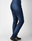 Woman's legs from behind wearing blue lady motorcycle jeans from Bull-it