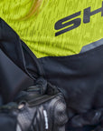 Close up of fluo color women's motorcycle jacket from SHIMA
