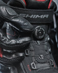 Exo black and red female motorcycle sneaker from Shima  close up