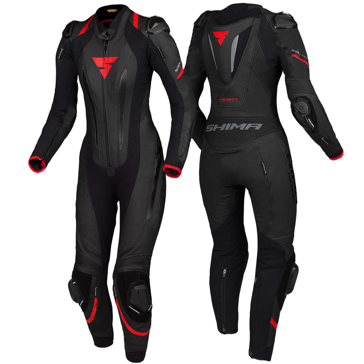 MIURA RS - 1PC Leather Women's Motorcycle Suit - Black/red