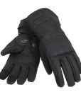 set of Nandi black MotoGirl winter motorcycle gloves with paw touch detail on the index finger and middle finger with two adjustable velcro fastenings for an optimal fit.