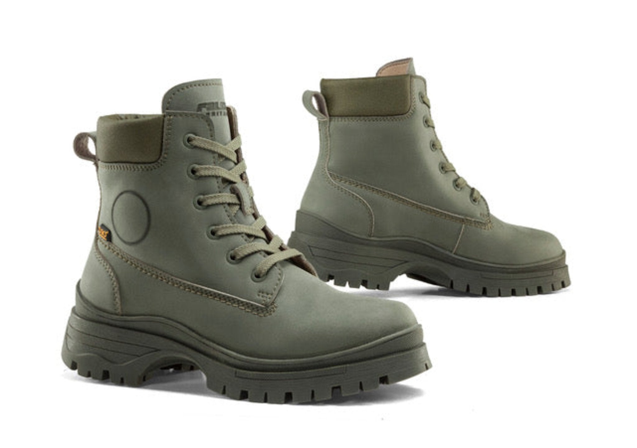 Zarah - Lady Leather Waterproof Motorcycle Boots in Army Green