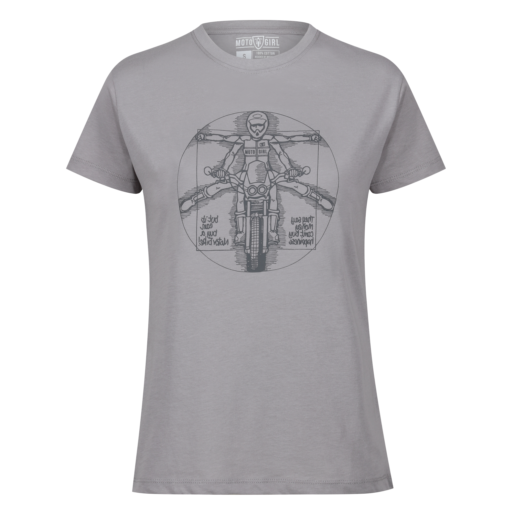 grey short sleeve women&#39;s t-shirt with the Davinci painting looking motive on the front