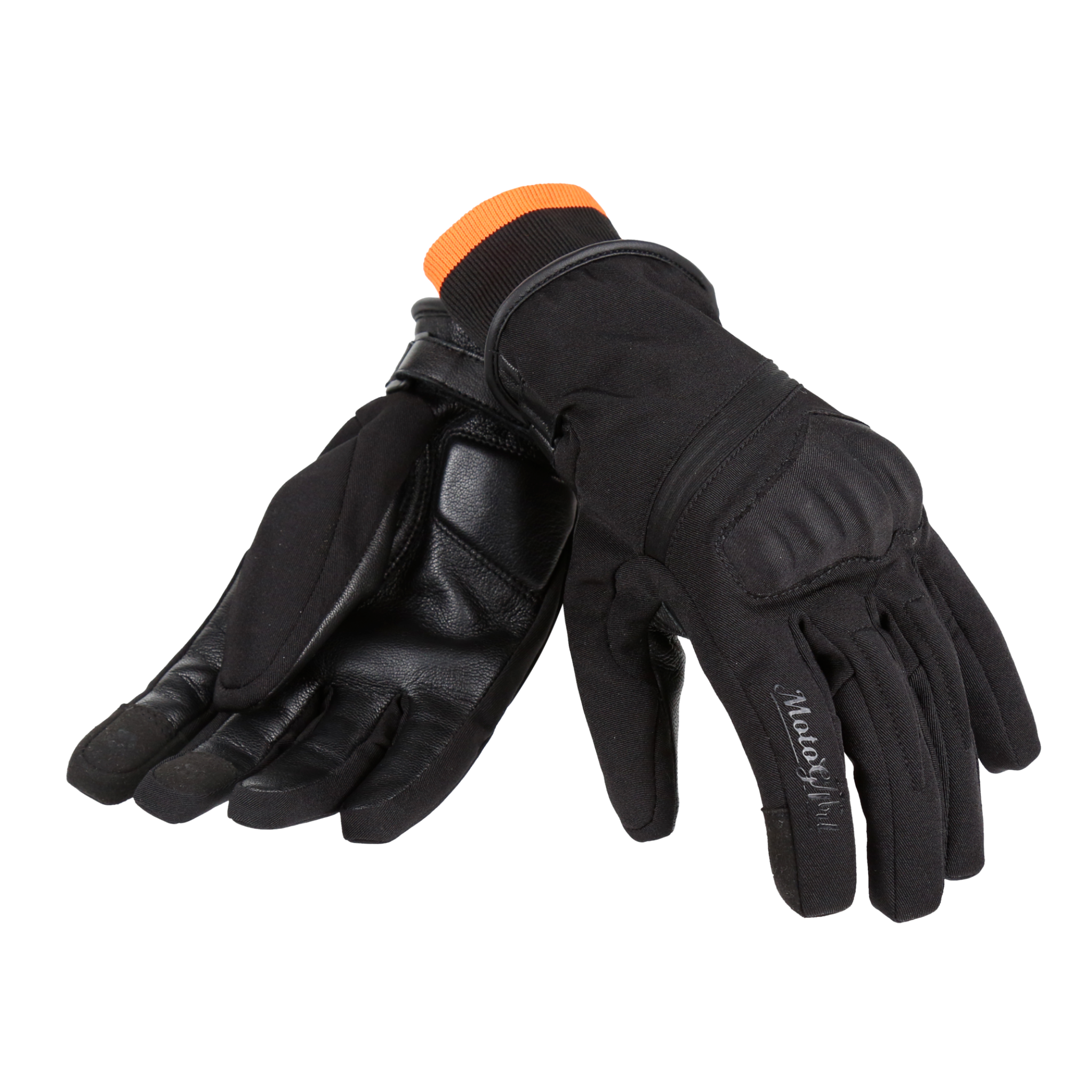 BLACK MOTORCYCLE GLOVES WITH MOTOGIRL LOGO 