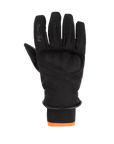 FRONT OF BLACK MOTORCYCLE GLOVES WITH MOTOGIRL LOGO 