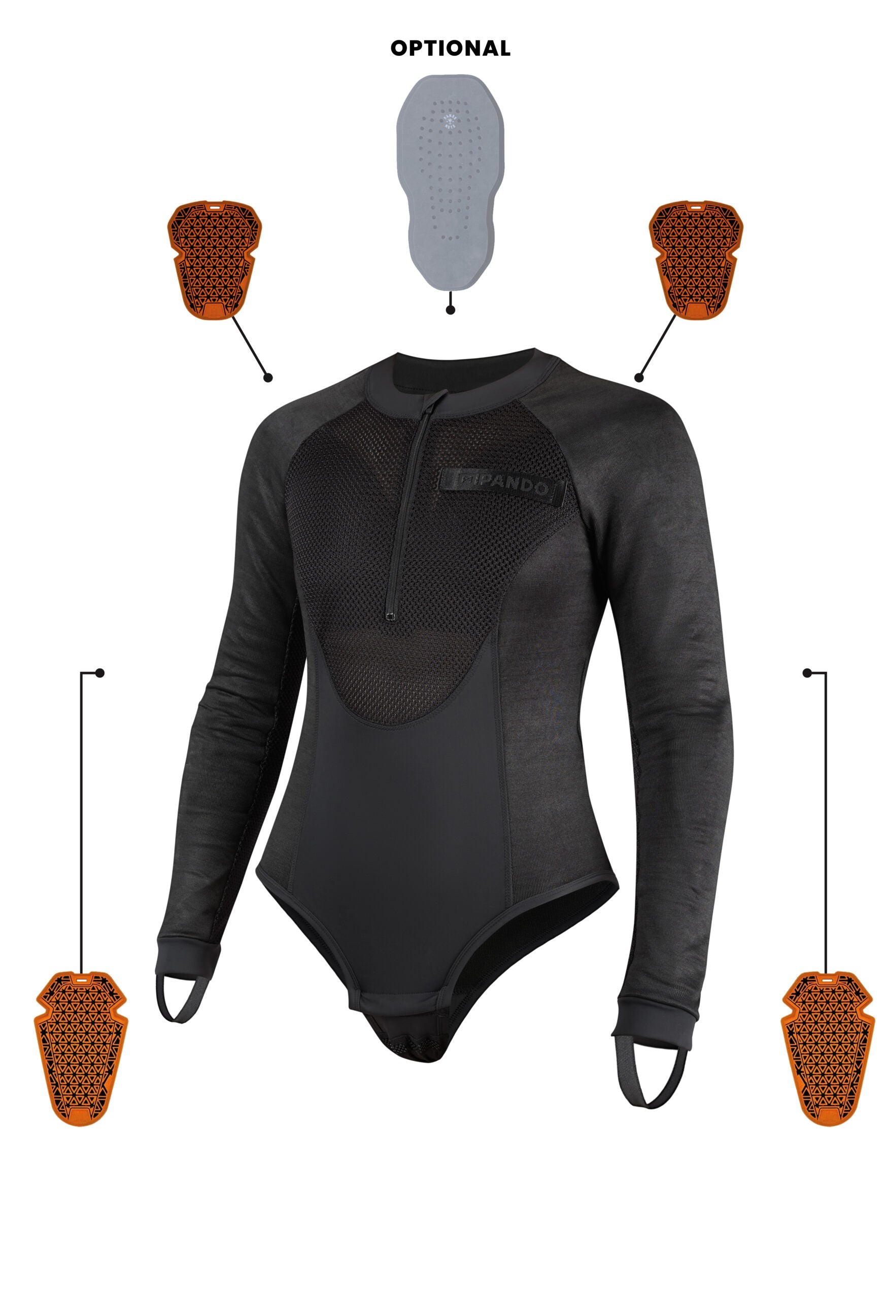 BIA BLACK - Pando Moto Armored Base Layer Bodysuit