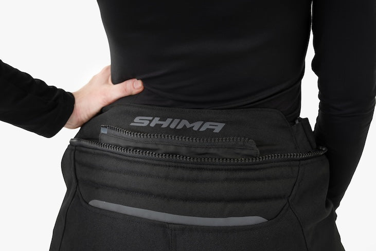 a back zip on Shima motorcycle pants