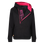 black Moto Girl helmet hoodie with pink details and front zipper 