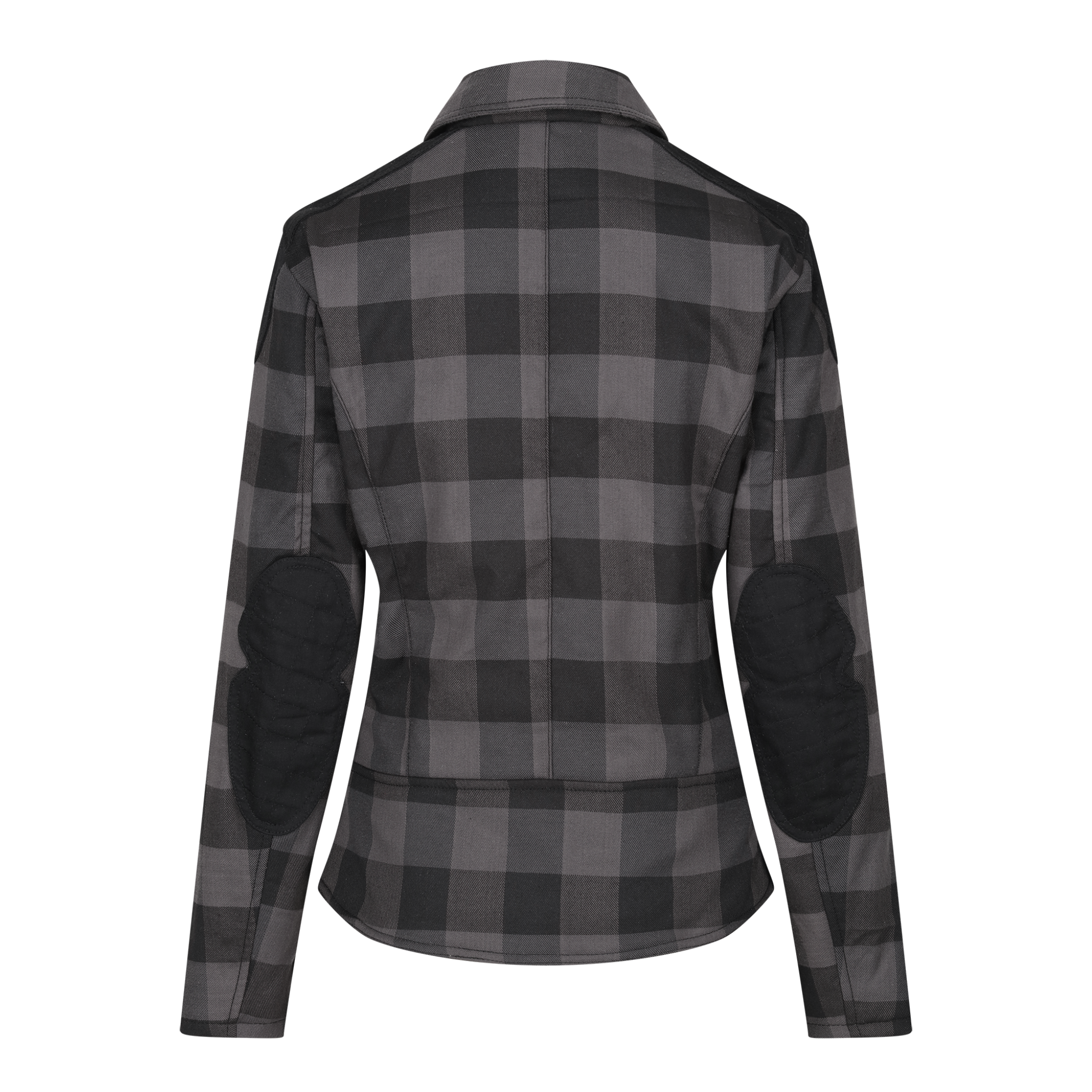 Back of black &amp; grey flannel style women&#39;s jacket 