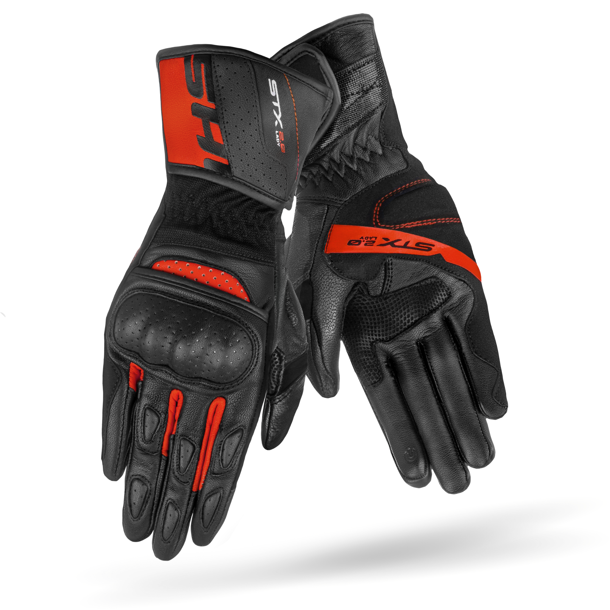 Black and RED women&#39;s leather motorcycle glove STX from SHIMA