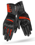 Black and RED women's leather motorcycle glove STX from SHIMA