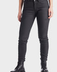 woman's legs wearing slim-fit motorcycle jeans from Pando Moto 