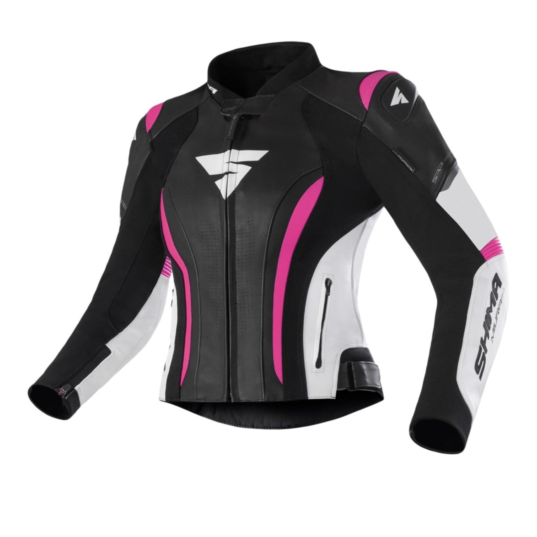 Black, Pink and White Motorcycle Jacket from Shima