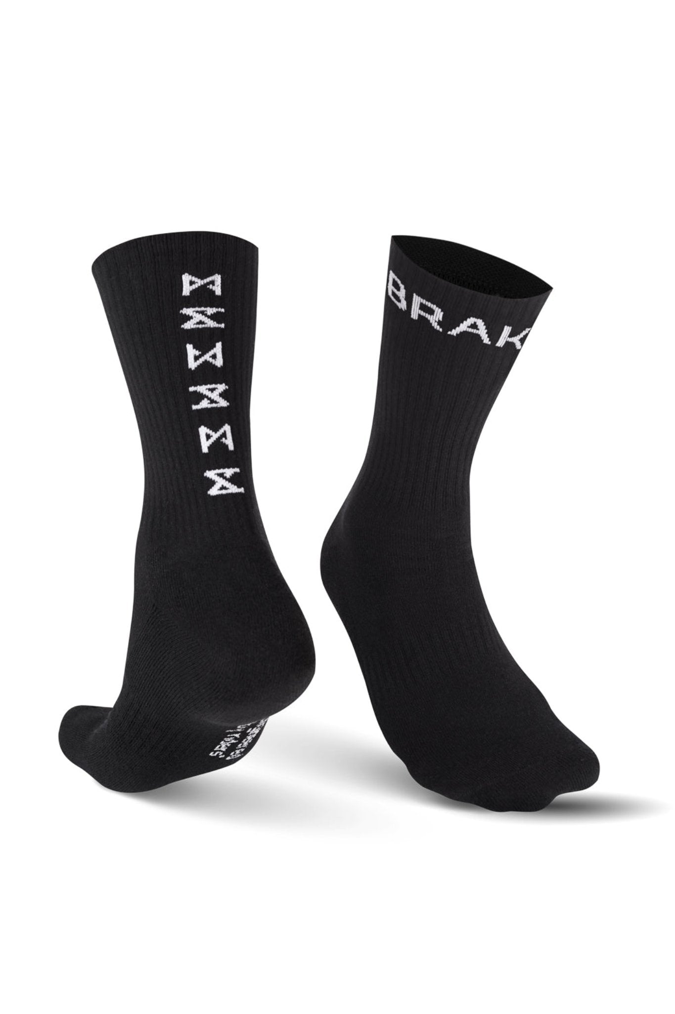 black  socks  with "break" and "gear" from pando moto