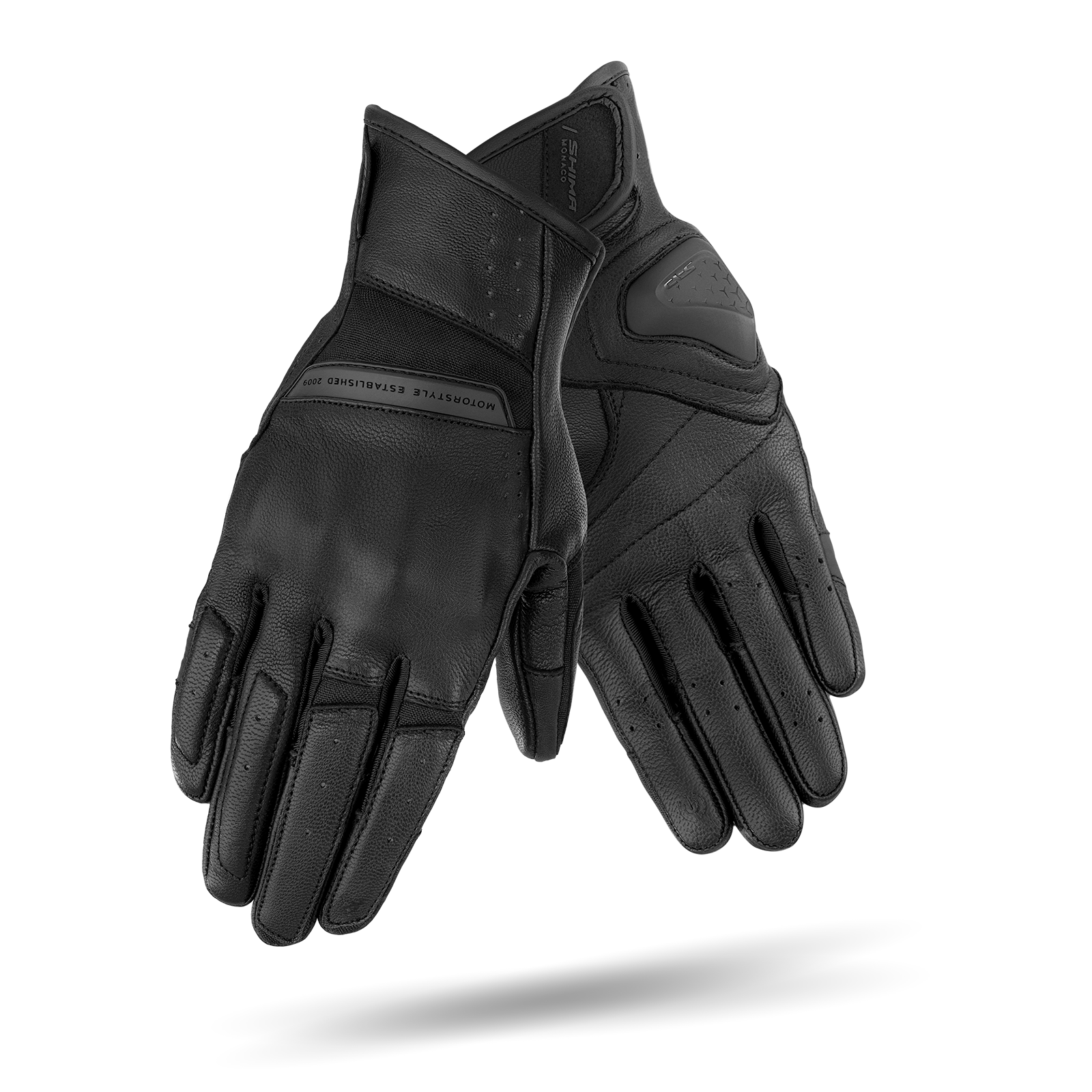 Black leather women&#39;s motorcycle gloves from Shima
