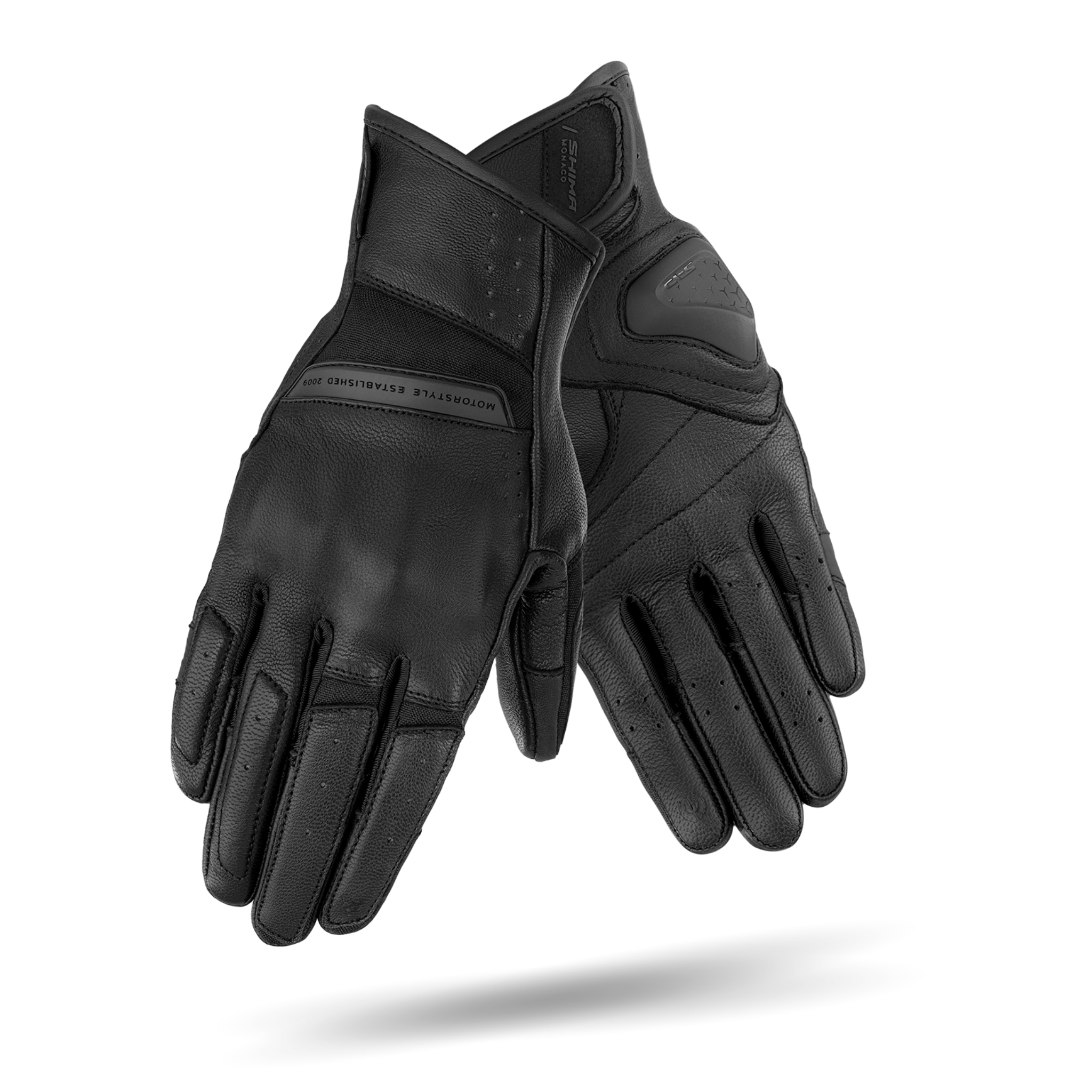 Black leather women&#39;s motorcycle gloves from Shima