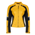 yellow and black leather women's motorcycle jacket with reflectors on the sleeves from Moto Girl.