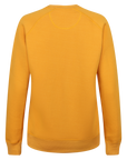 The back of a mustard yellow colour lady sweatshirt with Moto Girl 3D logo