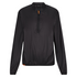Black wind brake jacket with a orange zipper string detail 