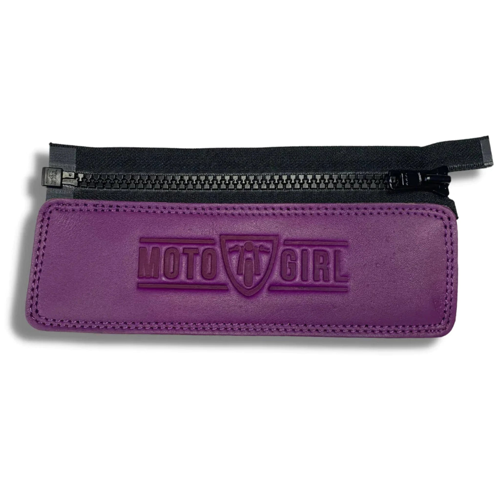 purple jacket belt connector with MotoGirl logo