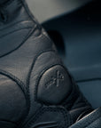 Black leather female motorcycle glove from Shima close up 