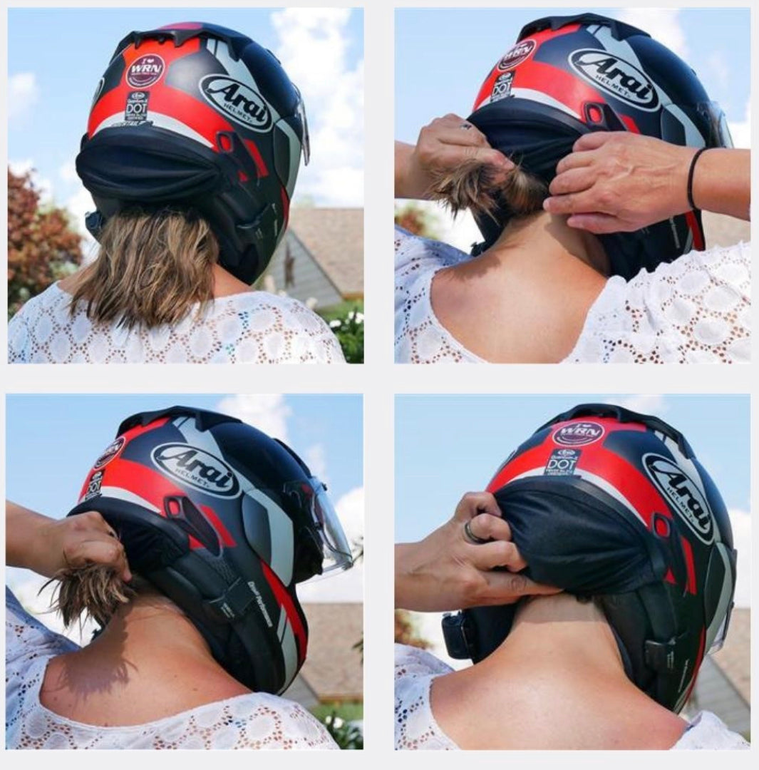 attach fur to motorcycle helmet HIGHTAIL HAIR PROTECTOR