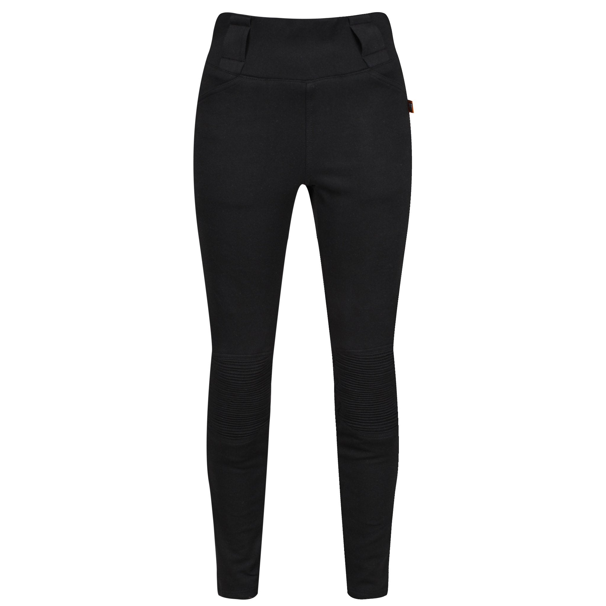 black women's motorcycle ribbed knee design leggings  from MotoGirl from the front