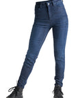 Woman's motorcycle blue jeans