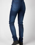 Woman's legs from behind wearing blue lady motorcycle jeans from Bull-it