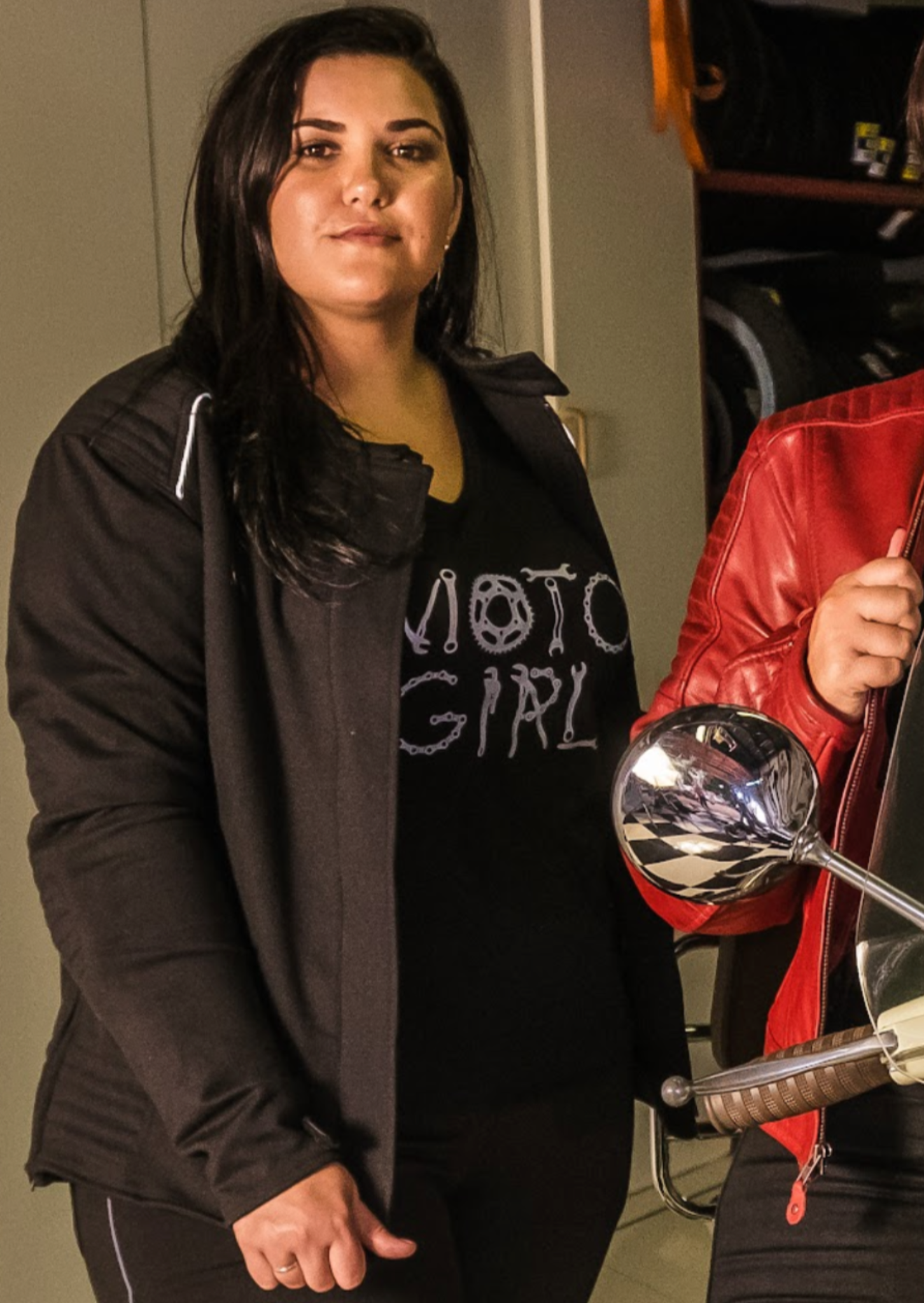 Two women wearing women&#39;s motorcycle clothes from Moto Girl