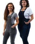 Two women wearing kevlar motorcycle overalls for women from Motogirl