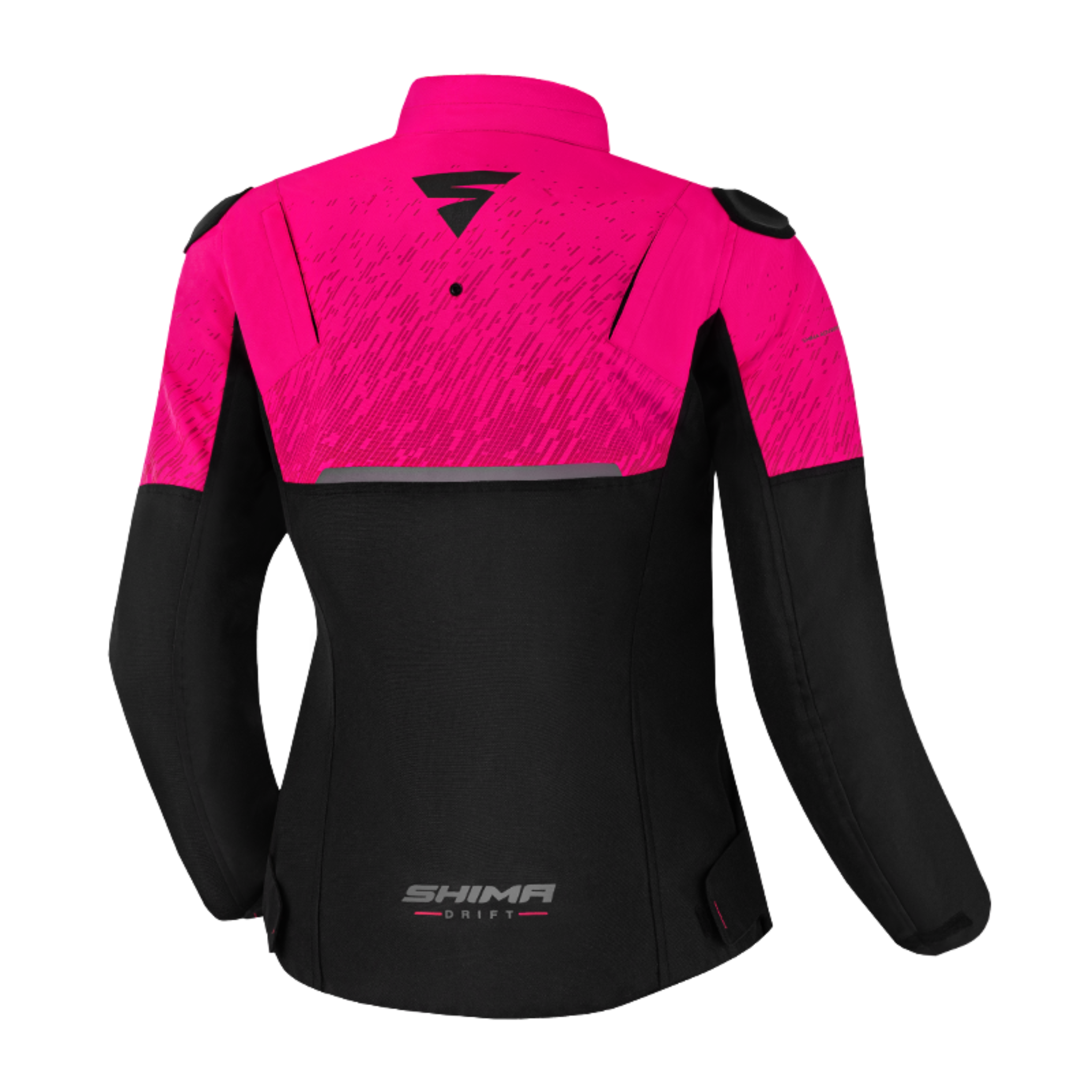 The back of pink DRIFT  motorcycle jacket from Shima