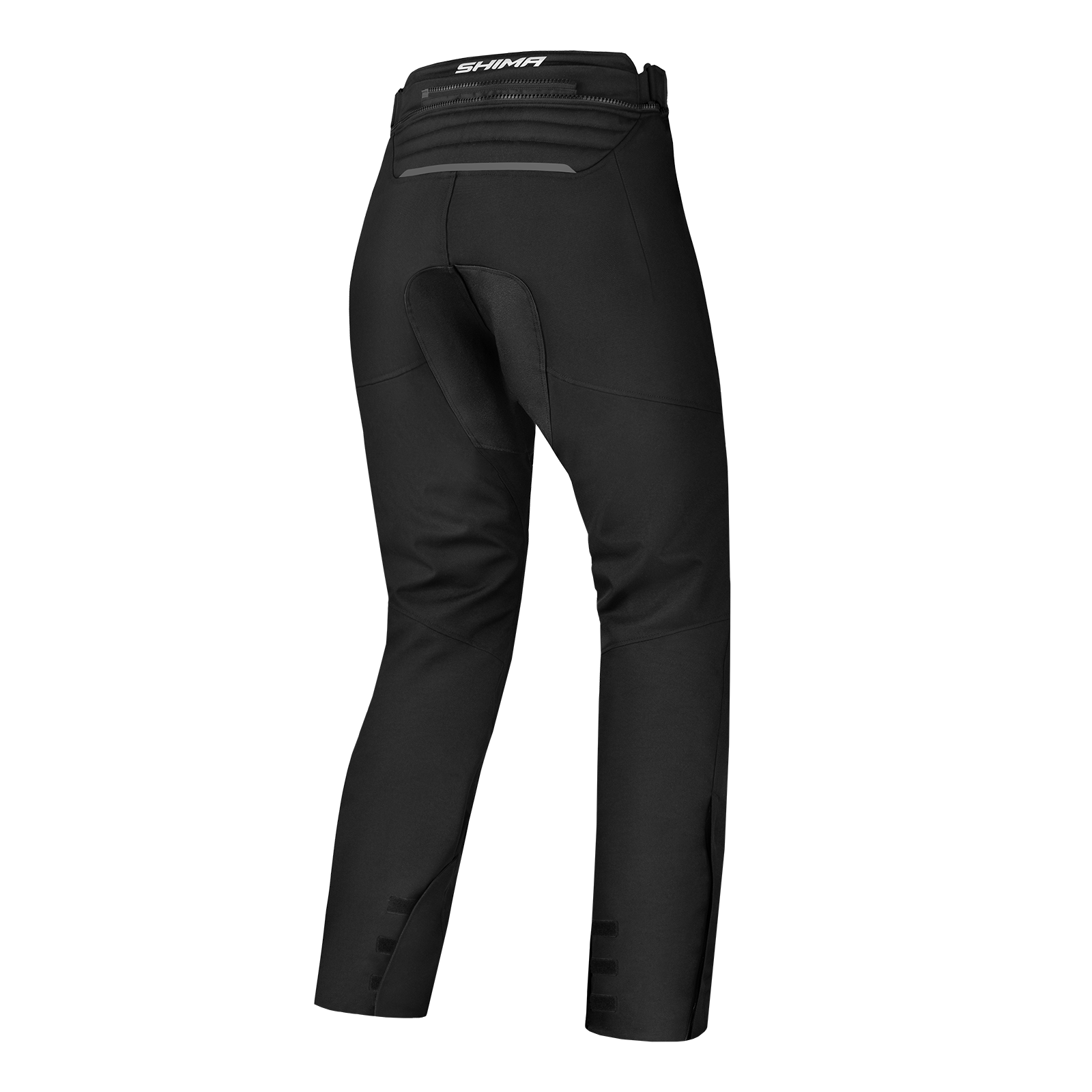 The back of Black women textile motorcycle trousers from Shima