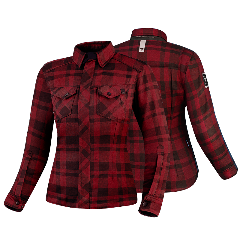 Red lumberjack women&#39;s motorcycle shirt from Shima