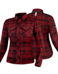 Red lumberjack women's motorcycle shirt from Shima