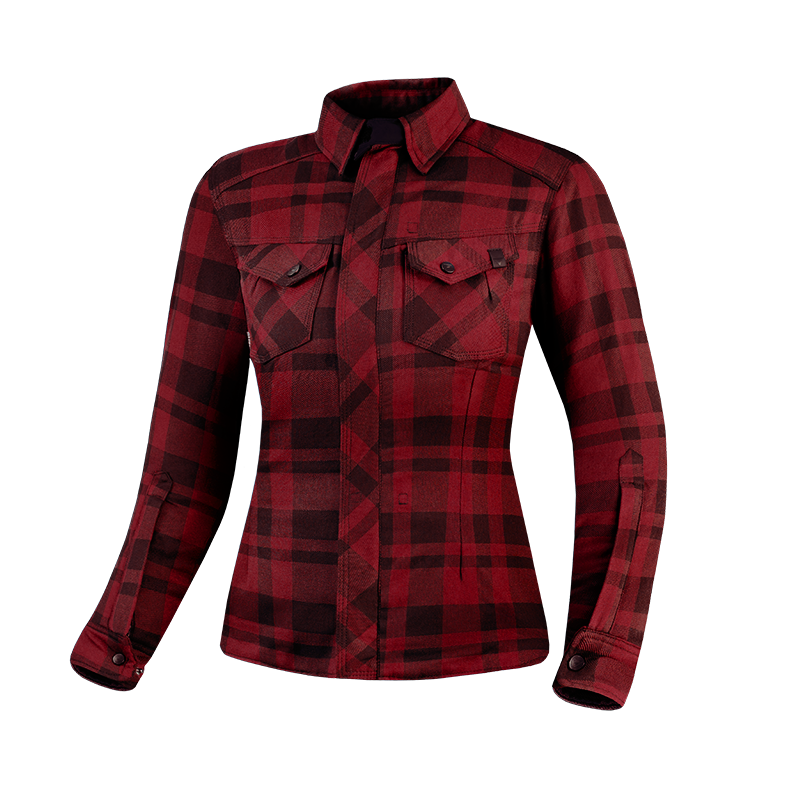 Red lumberjack women&#39;s motorcycle shirt from Shima
