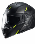 Grey helmet from HJC with neon green details