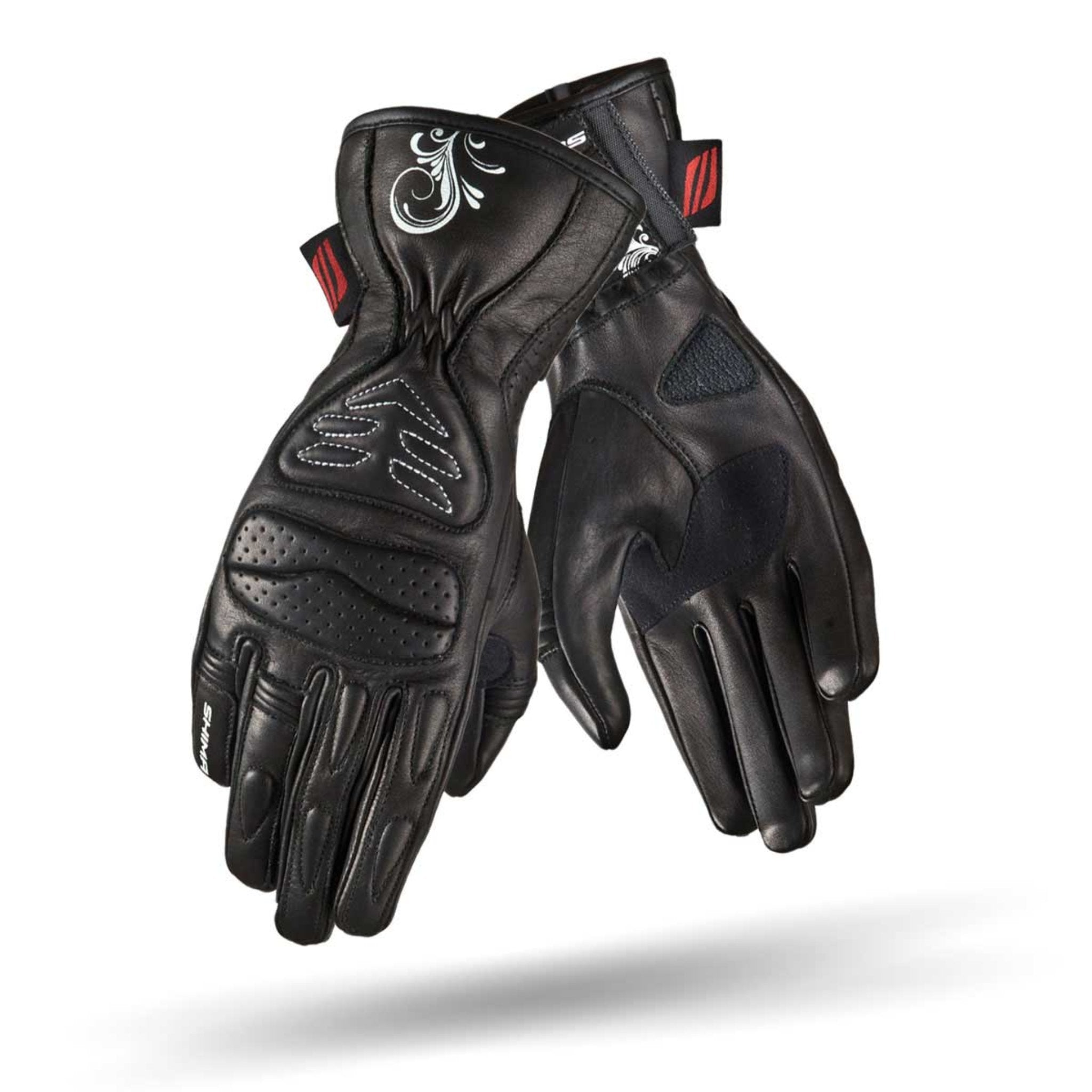 Black short leather motorcycle gloves from Shima